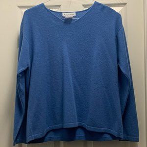 Robert Scott 100% Cashmere V-Neck Sweater (L-Blue)